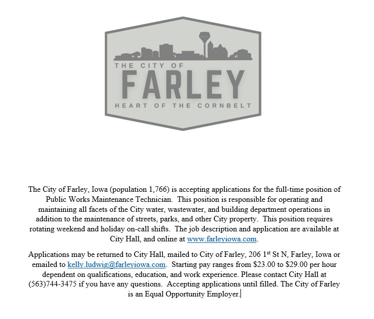 Home City of Farley, IA